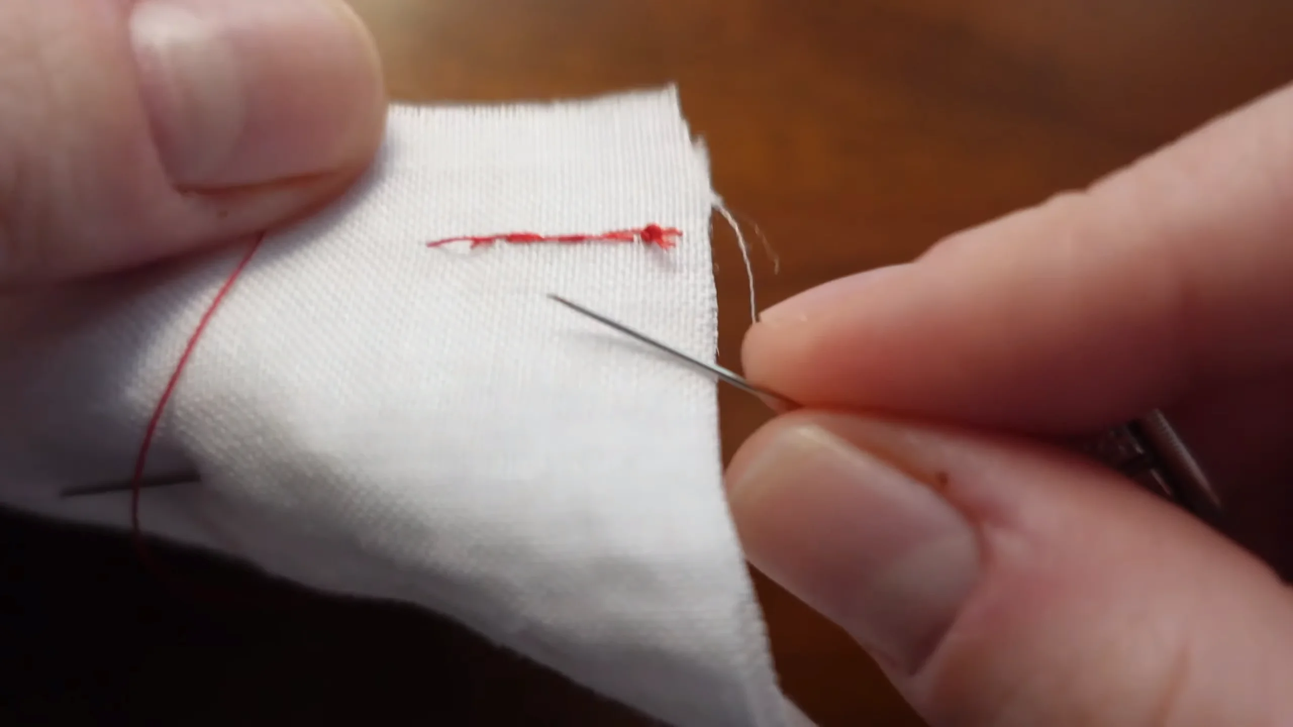 stitching the fabric